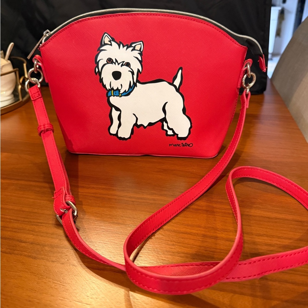 Marc Tetro Red Crossbody Bag with Dog Design